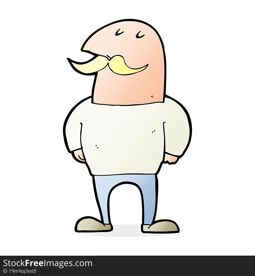 cartoon bald man with mustache