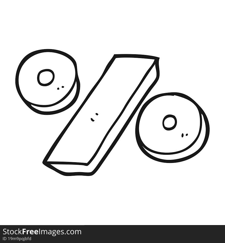 black and white cartoon percentage symbol