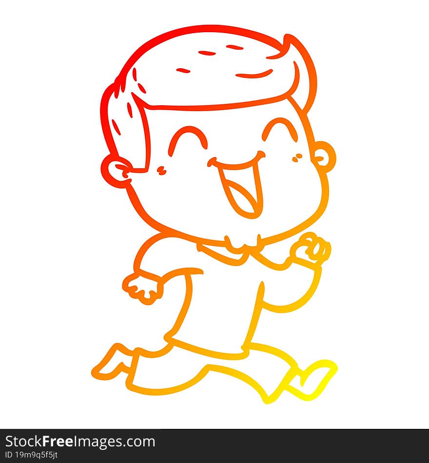 Warm Gradient Line Drawing Cartoon Happy Man