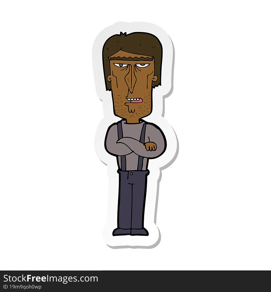 sticker of a cartoon angry man