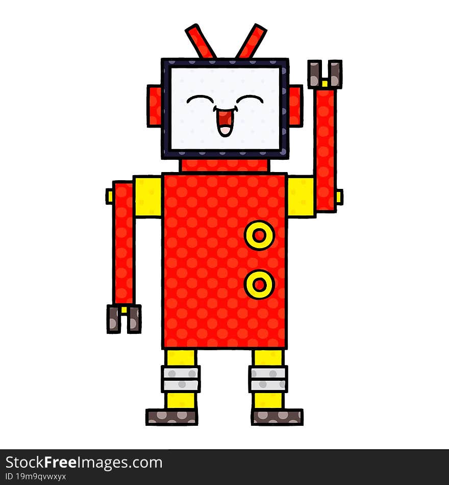 comic book style cartoon of a robot