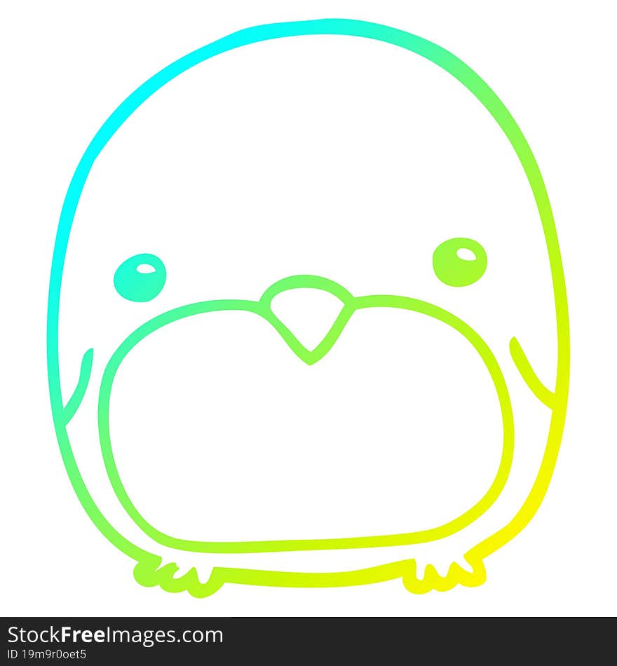 Cold Gradient Line Drawing Cute Cartoon Penguin