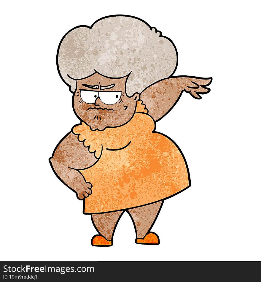 cartoon angry old woman. cartoon angry old woman