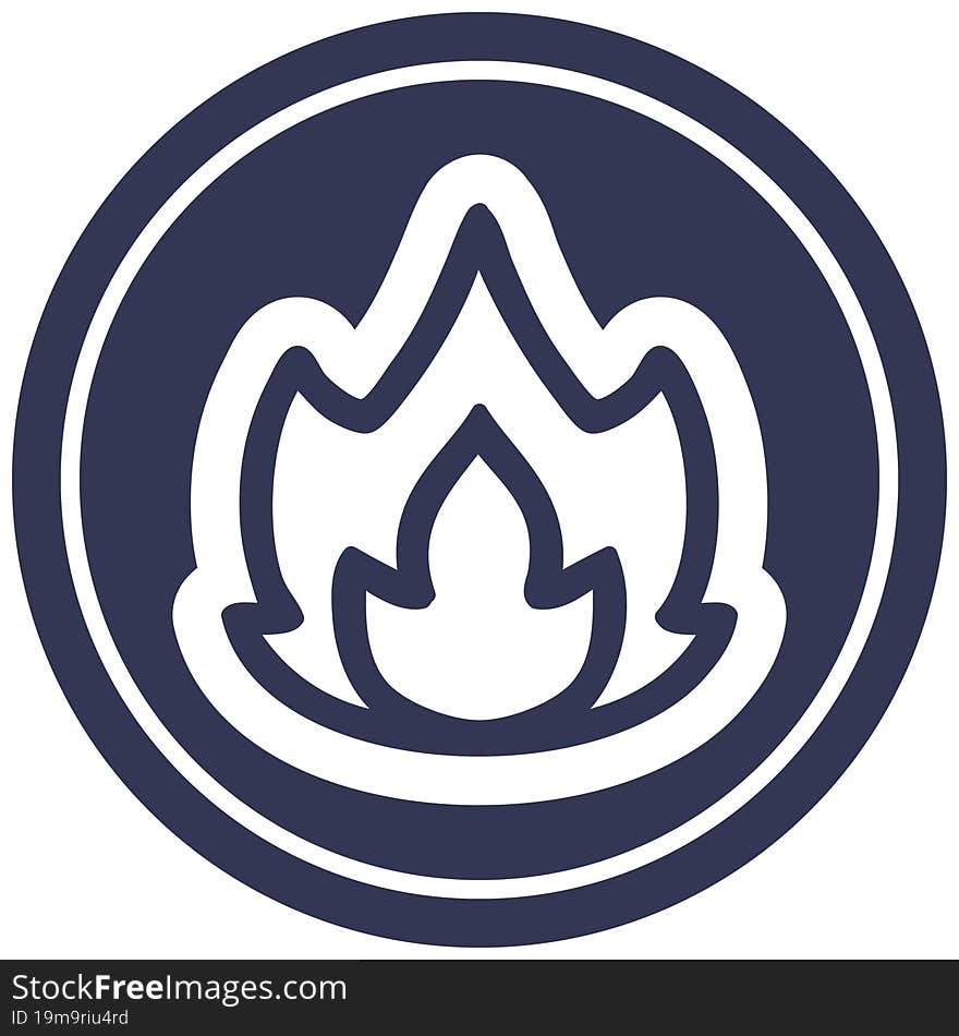 simple flame circular icon symbol