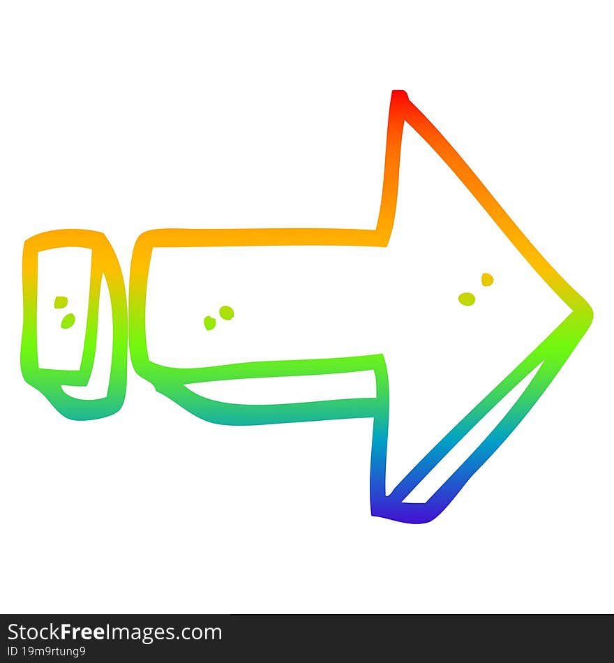 rainbow gradient line drawing cartoon arrow pointing direction