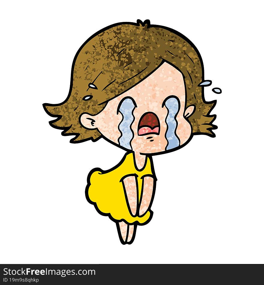 cartoon woman crying. cartoon woman crying