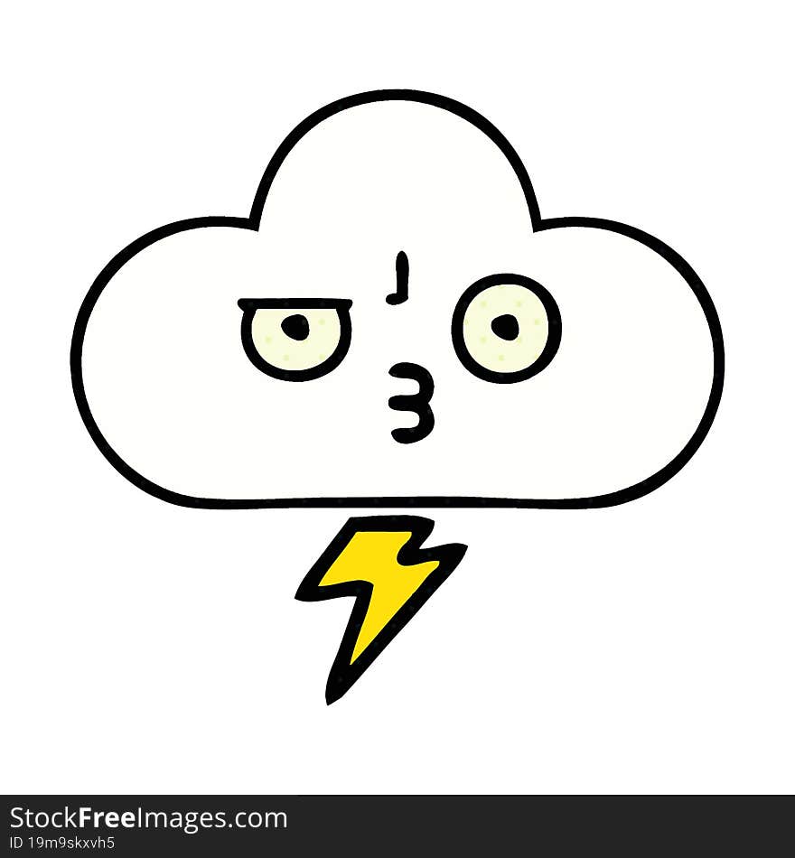 Comic Book Style Cartoon Thunder Cloud