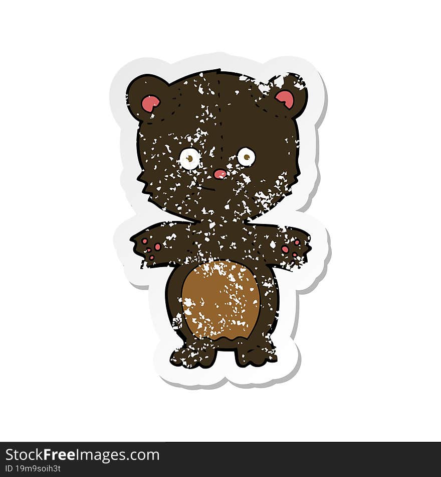 retro distressed sticker of a cartoon happy black bear