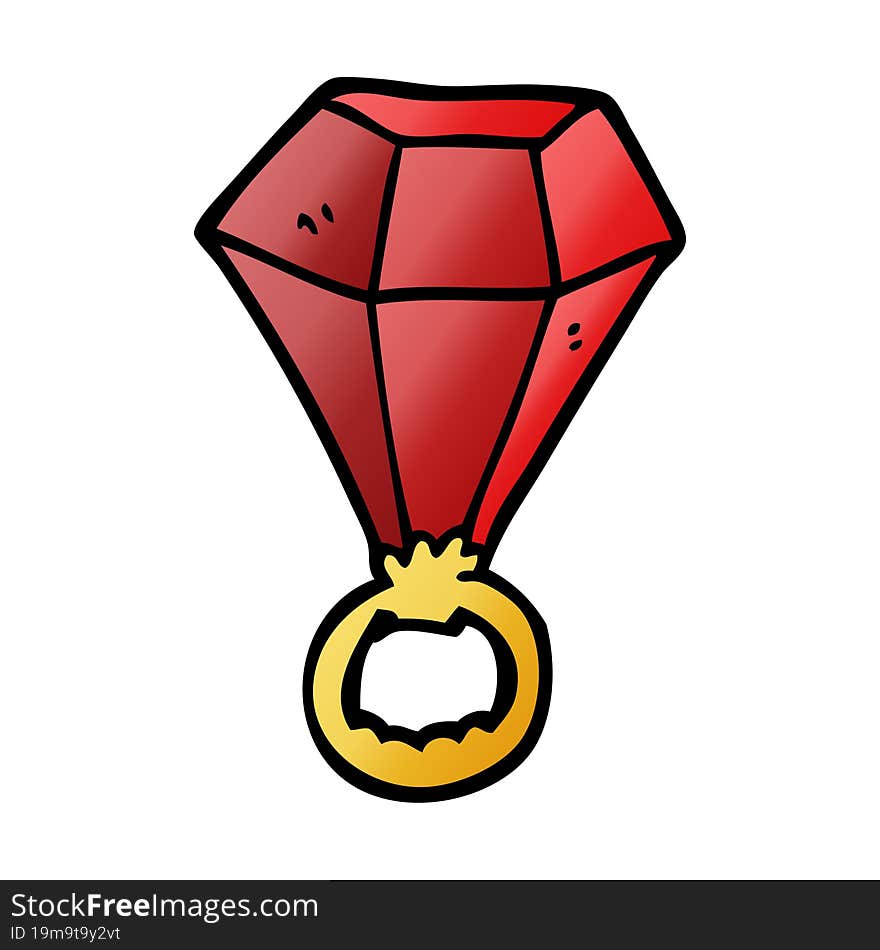 cartoon doodle red ruby ring