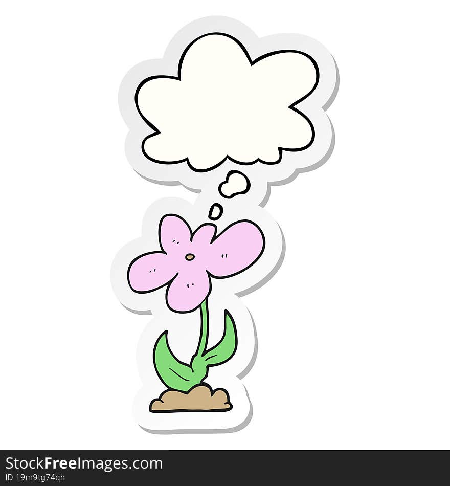 cartoon flower and thought bubble as a printed sticker