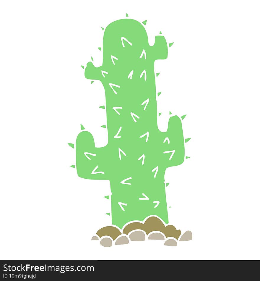 Flat Color Illustration Of A Cartoon Cactus