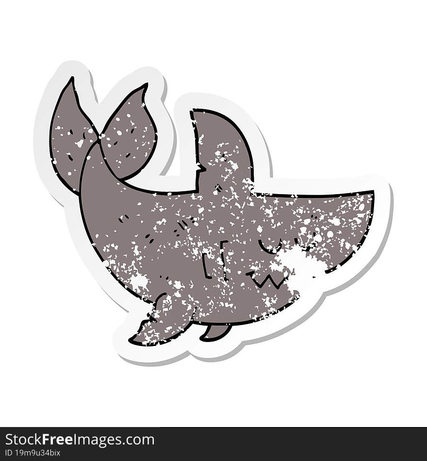 distressed sticker of a cartoon shark