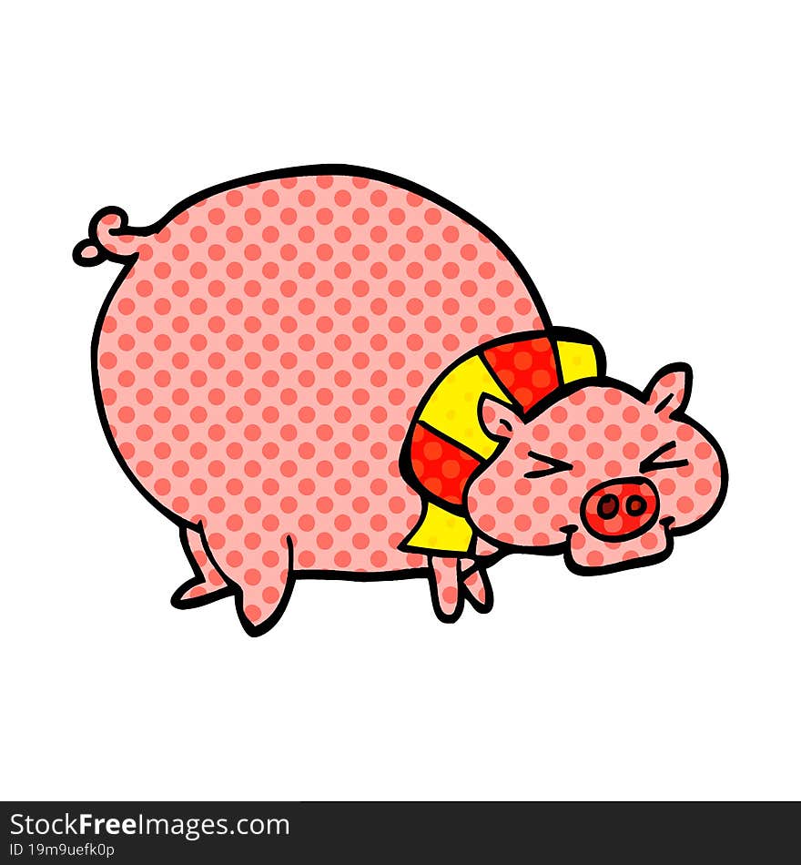 cartoon doodle fat pig