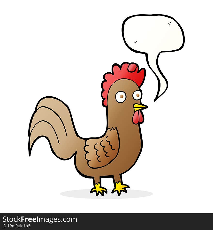 Cartoon Rooster With Speech Bubble