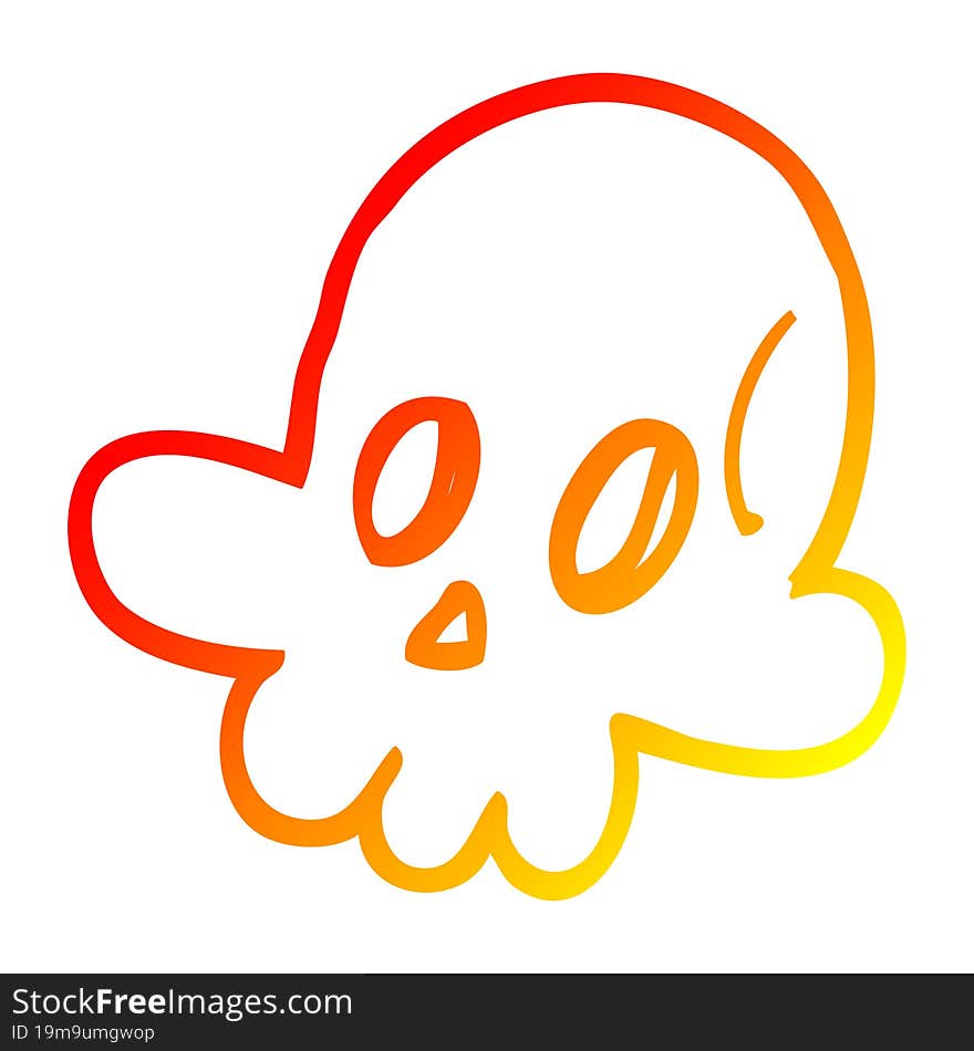 warm gradient line drawing cartoon halloween skull