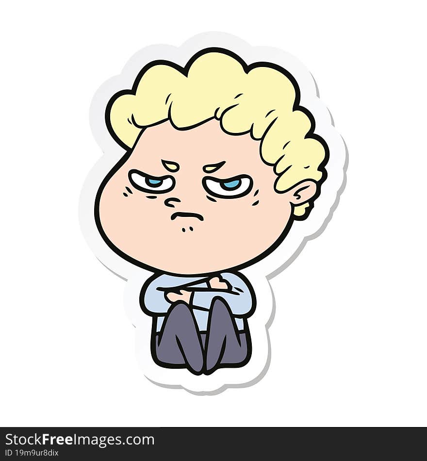 sticker of a cartoon angry man