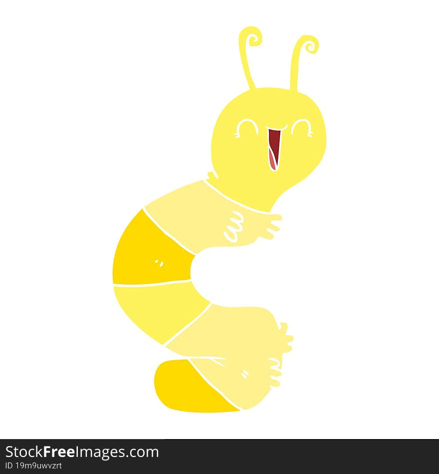 Flat Color Style Cartoon Happy Caterpillar