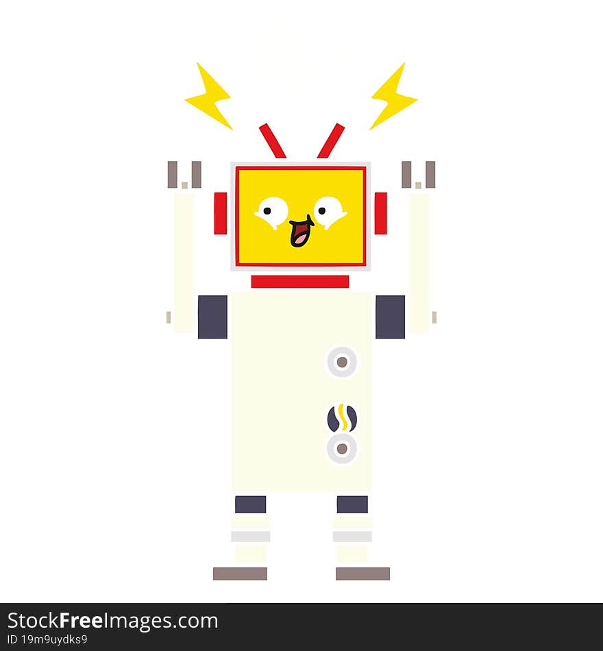 flat color retro cartoon of a dancing robot