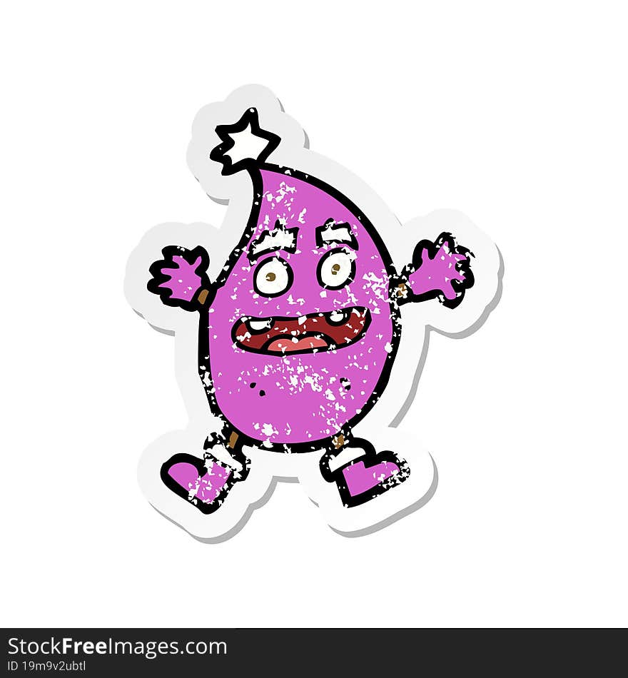 retro distressed sticker of a cartoon funny creature