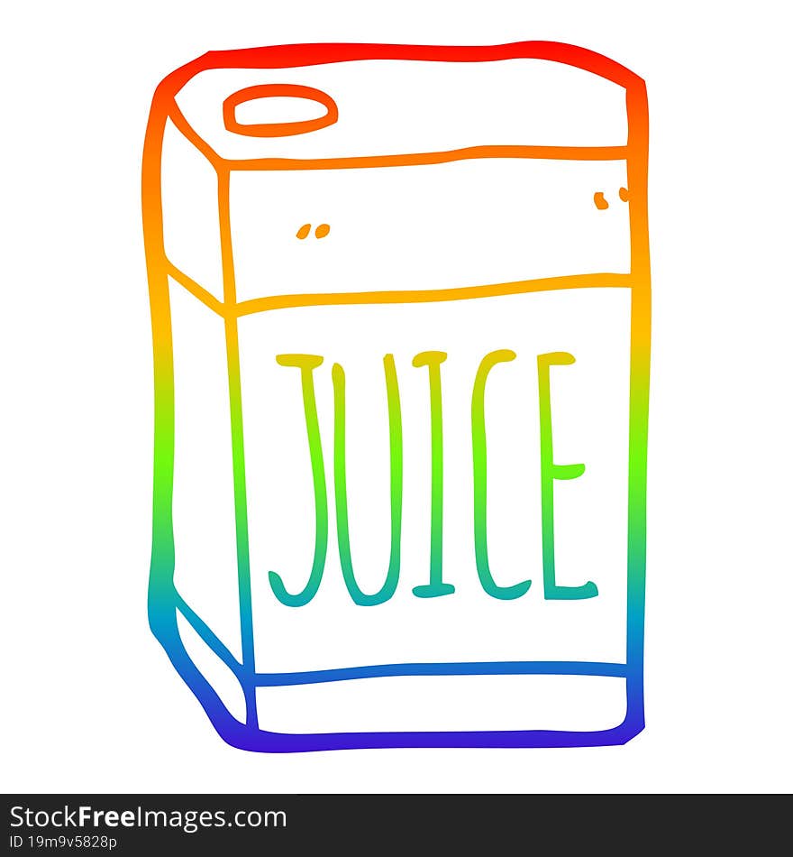 rainbow gradient line drawing of a cartoon juice box