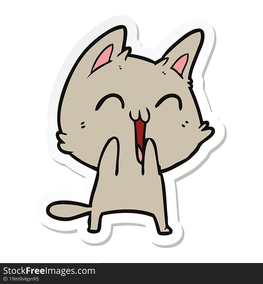 Sticker Of A Happy Cartoon Cat