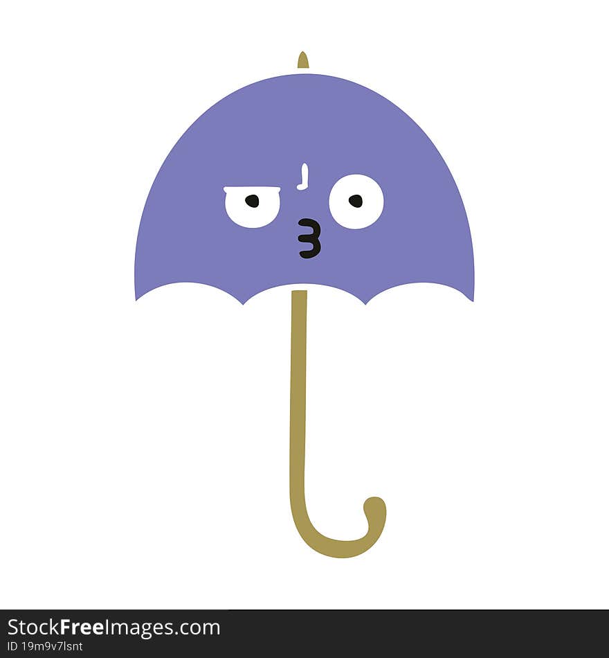 flat color retro cartoon umbrella