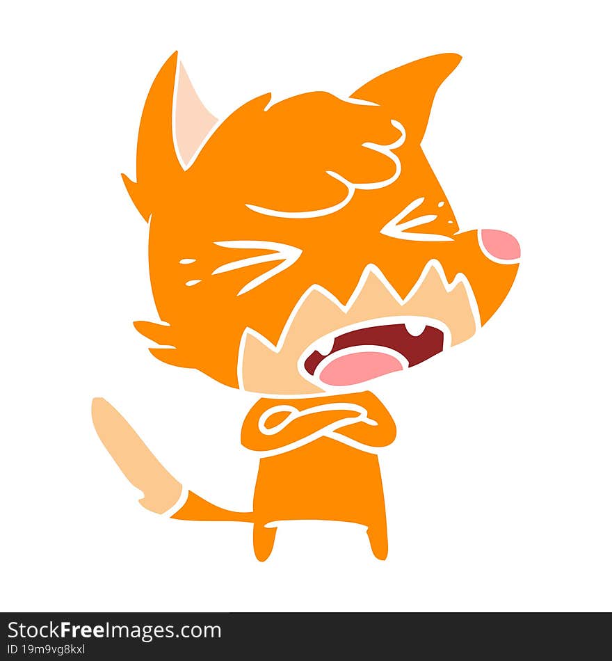 angry flat color style cartoon fox