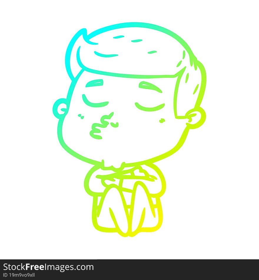 cold gradient line drawing of a cartoon model guy pouting