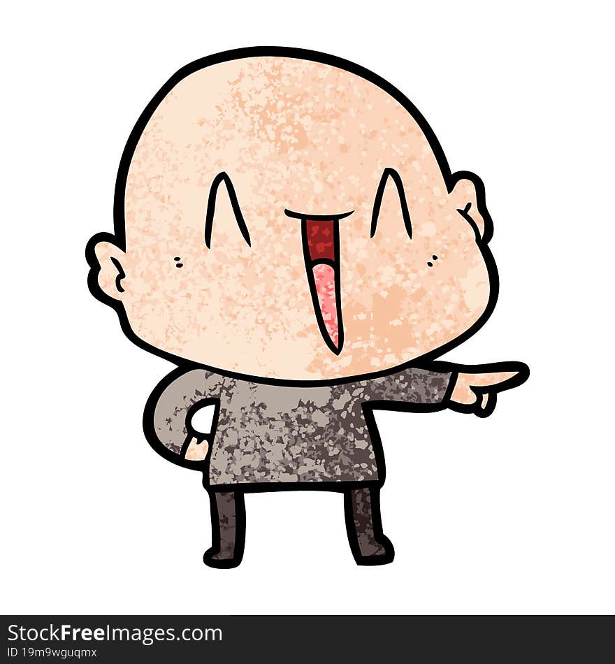 happy cartoon bald man. happy cartoon bald man