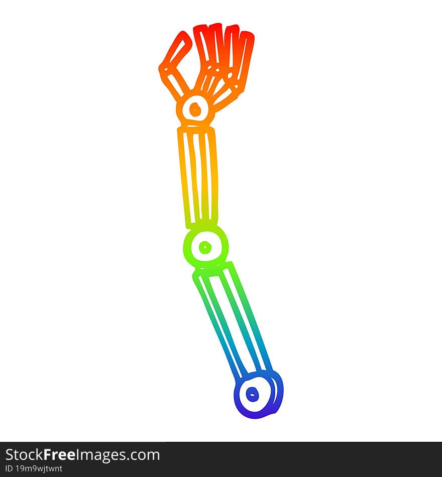 Rainbow Gradient Line Drawing Cartoon Robotic Arm