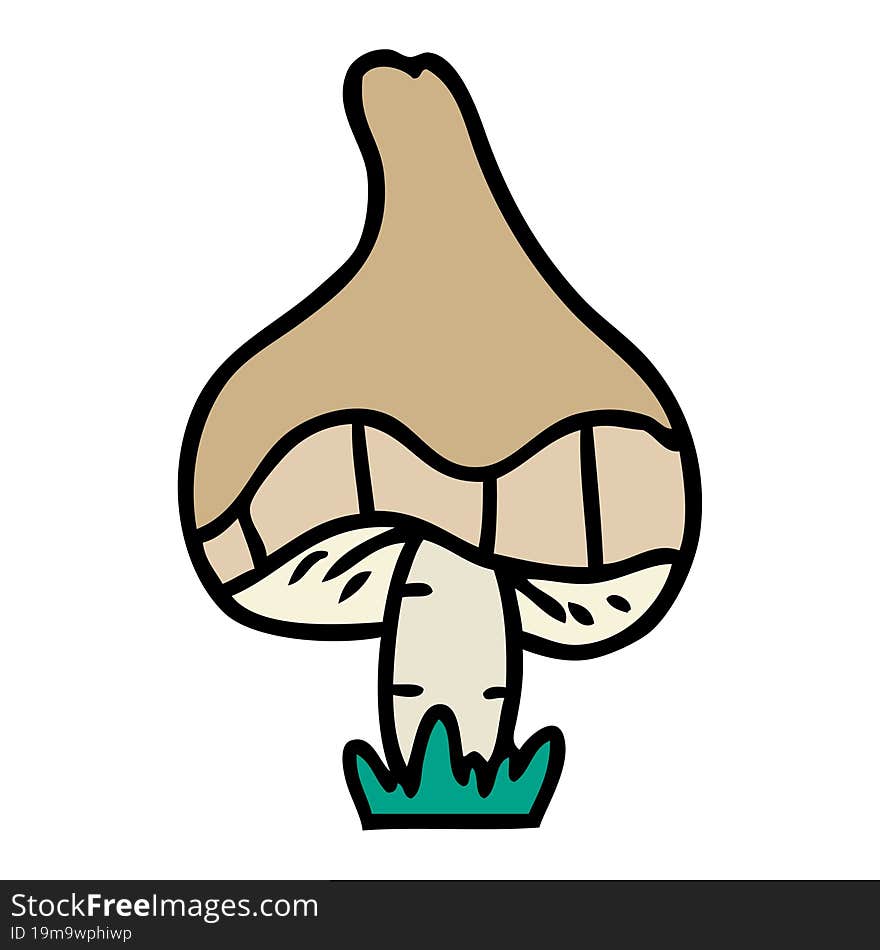 hand drawn cartoon doodle of a single mushroom