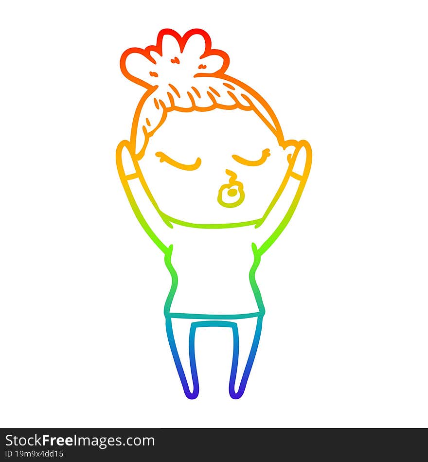 rainbow gradient line drawing cartoon calm woman