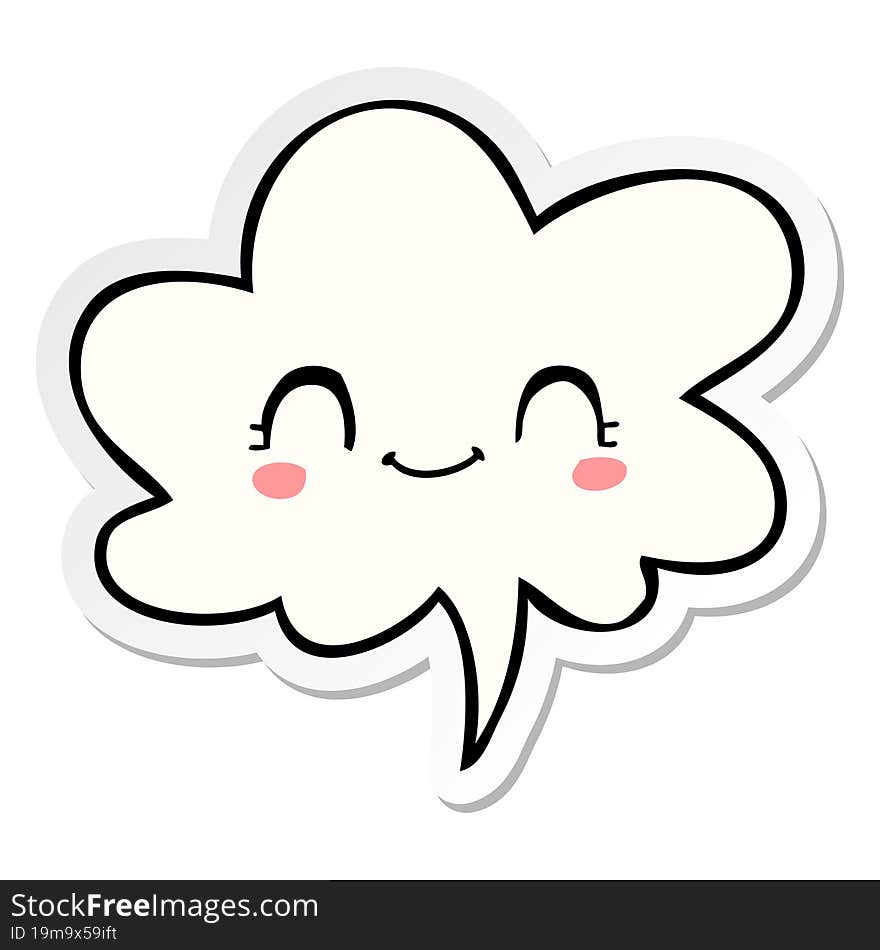 cute cartoon face and speech bubble sticker