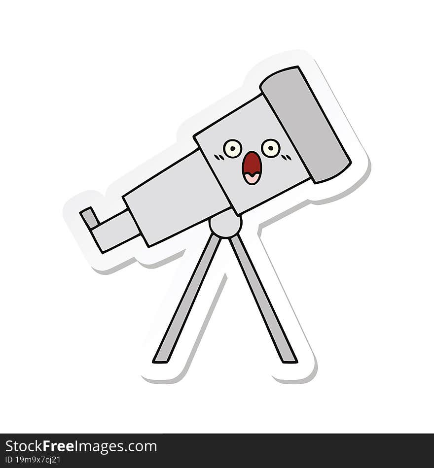 sticker of a cute cartoon telescope