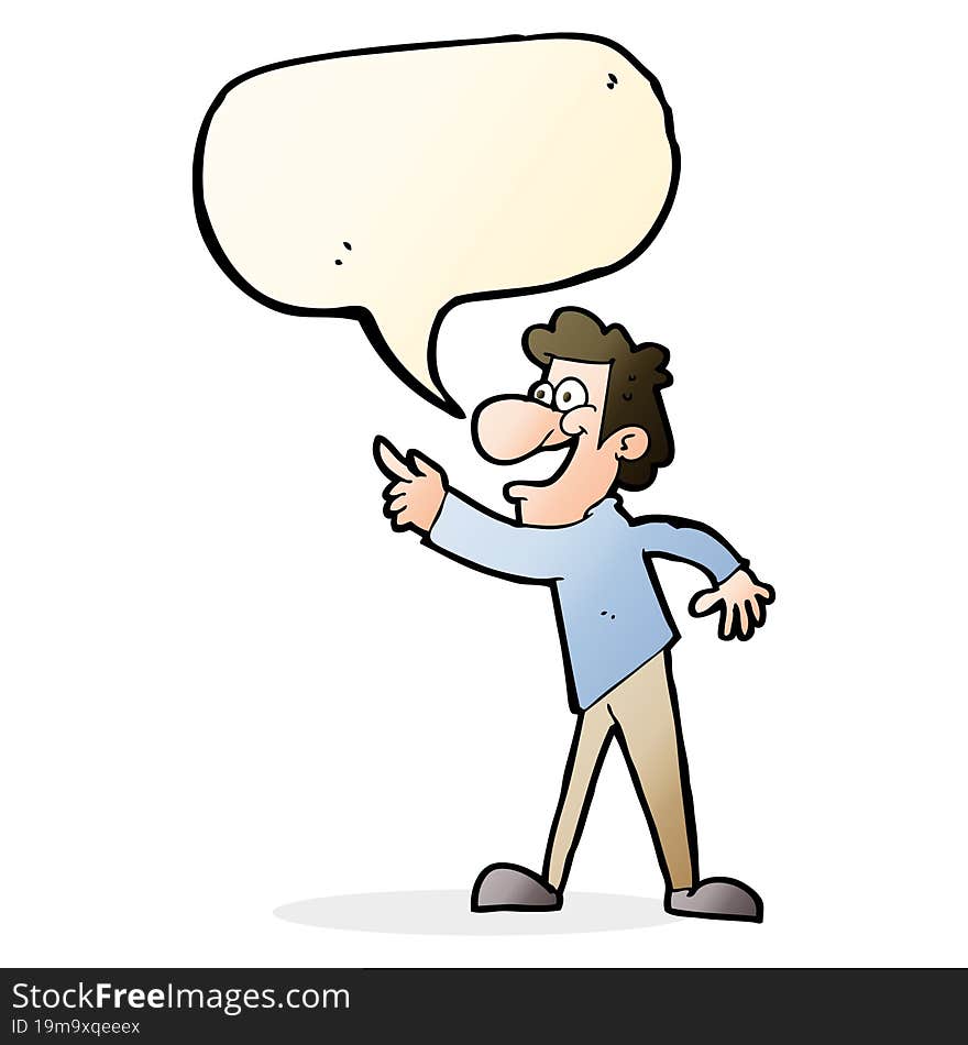 cartoon man pointing and laughing with speech bubble