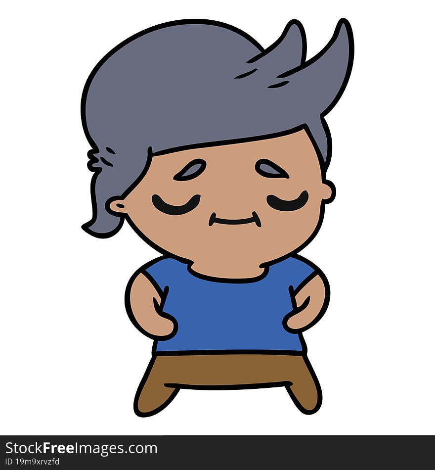 Cartoon Of Kawaii Cute Grey Haired Man