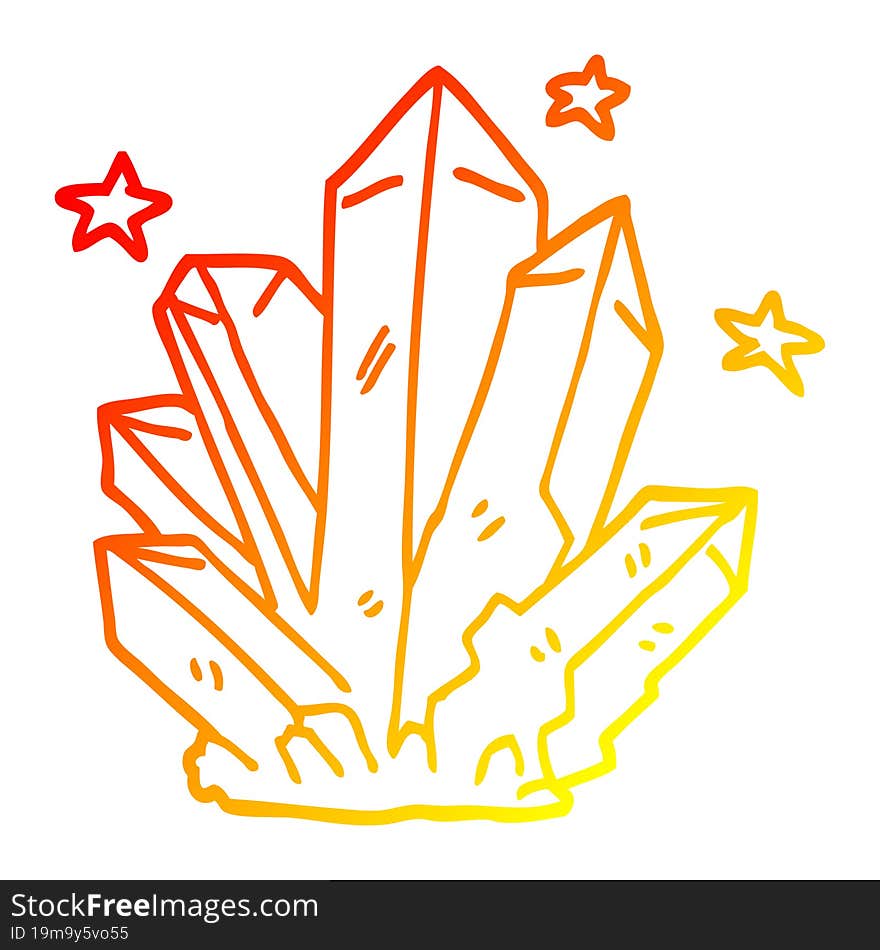 warm gradient line drawing cartoon magic crystal