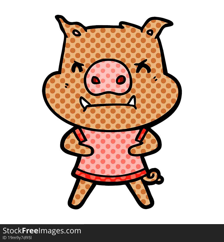 angry cartoon pig. angry cartoon pig