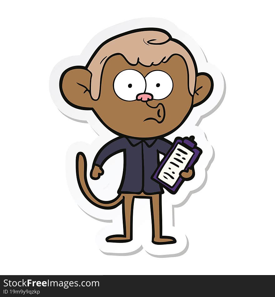 sticker of a cartoon salesman monkey