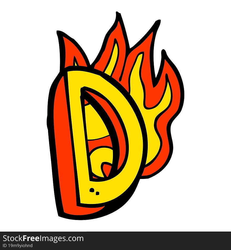 cartoon flaming letter