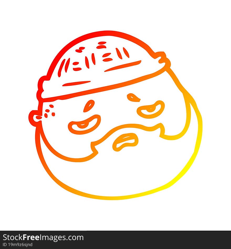 warm gradient line drawing cartoon male face with beard