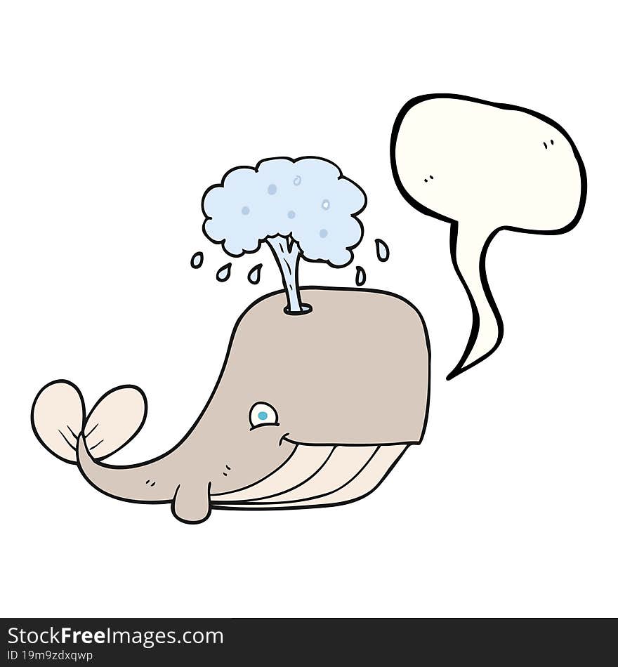 freehand drawn speech bubble cartoon whale spouting water