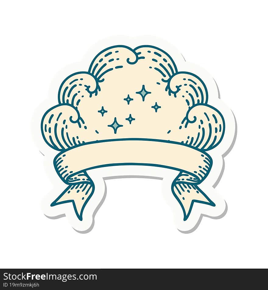 tattoo sticker with banner of a cloud