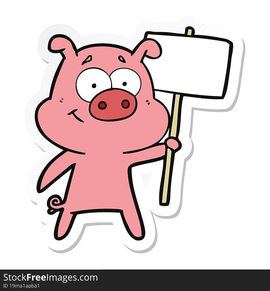 sticker of a happy cartoon pig