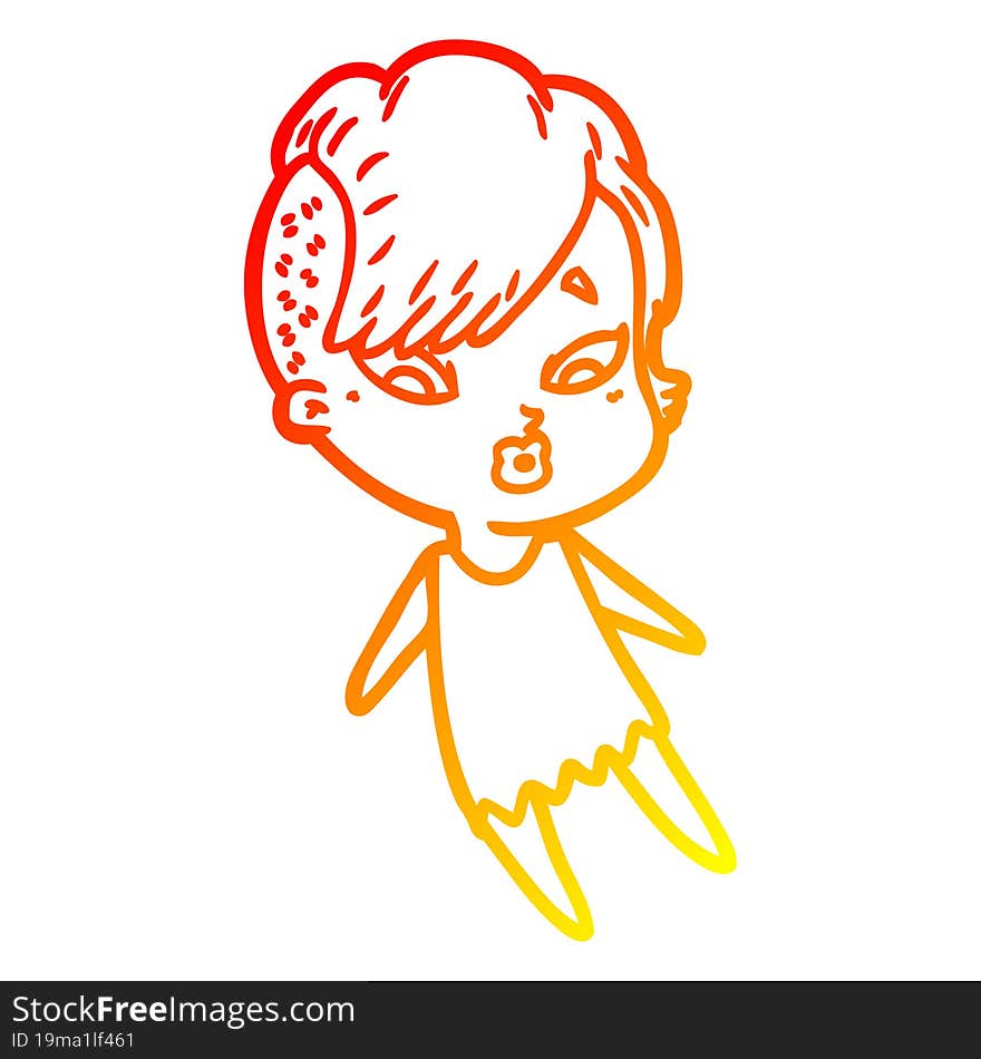 warm gradient line drawing cartoon surprised girl