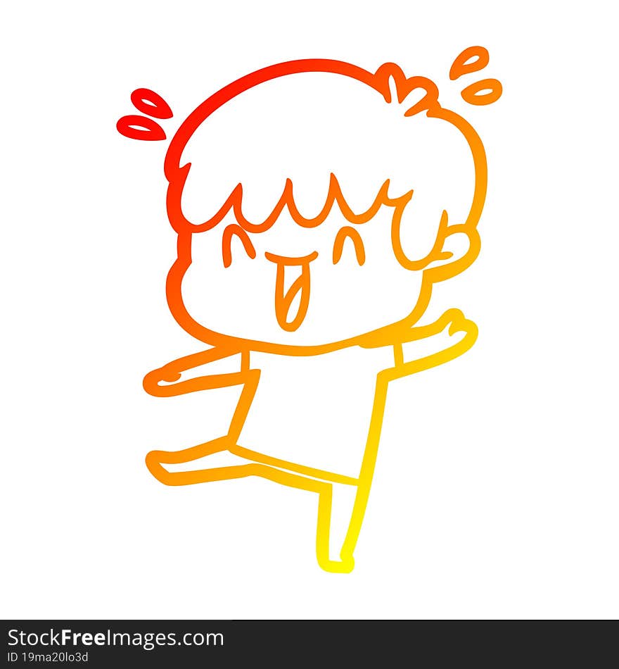 Warm Gradient Line Drawing Cartoon Laughing Boy