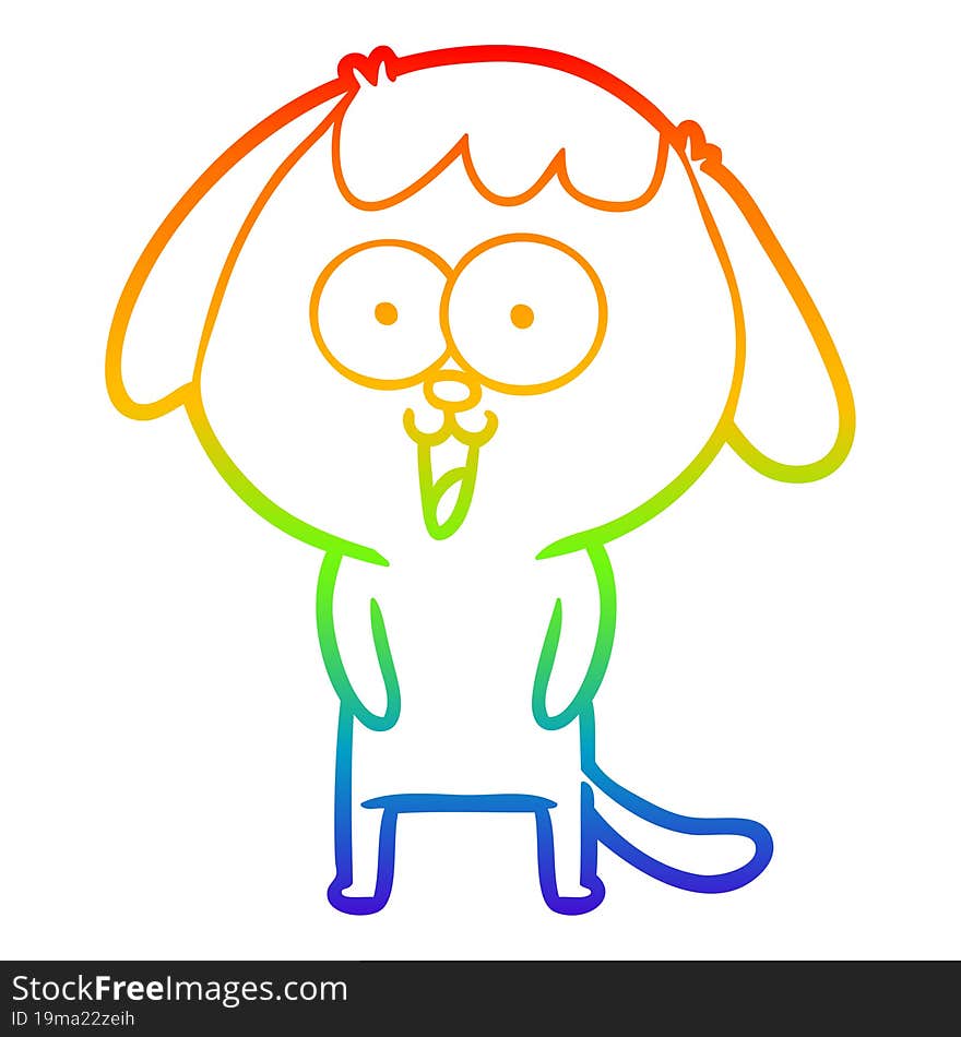 rainbow gradient line drawing of a cute cartoon dog