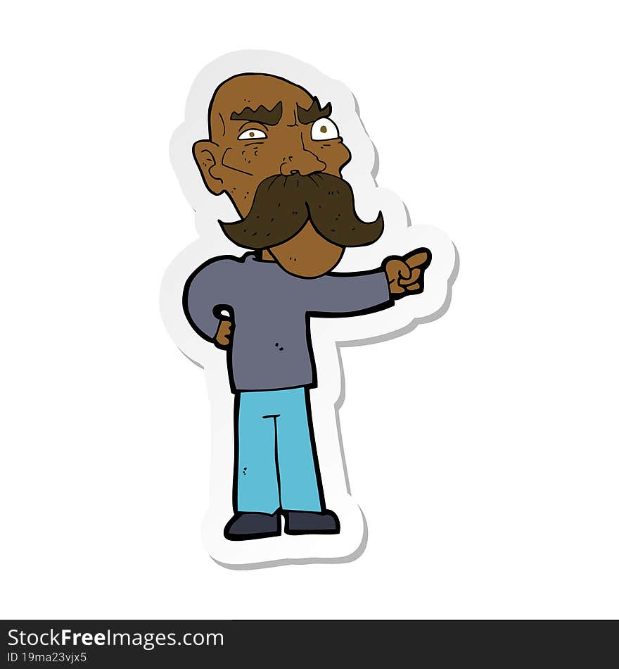 Sticker Of A Cartoon Annoyed Old Man Pointing