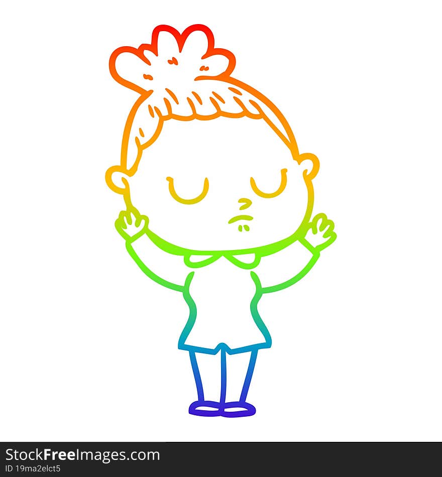 rainbow gradient line drawing cartoon calm woman