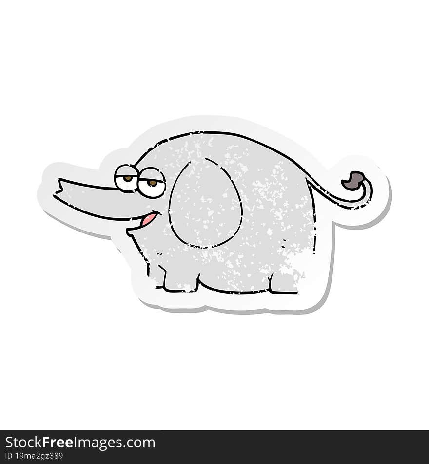 retro distressed sticker of a cartoon elephant squirting water